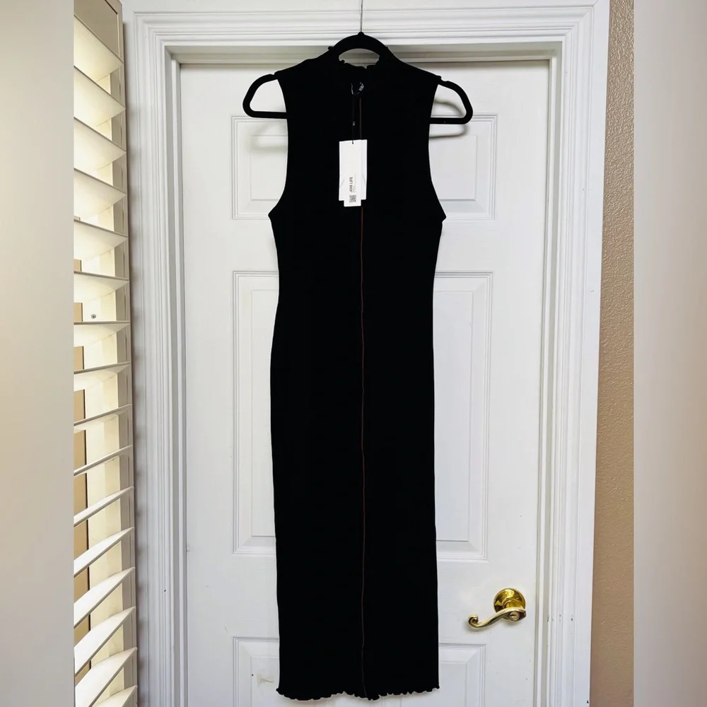 Zara Black Sleeveless Turtleneck Midi Dress - Picture 7 of 8